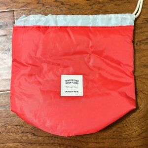 Red and White Drawstring Cosmetic Bag